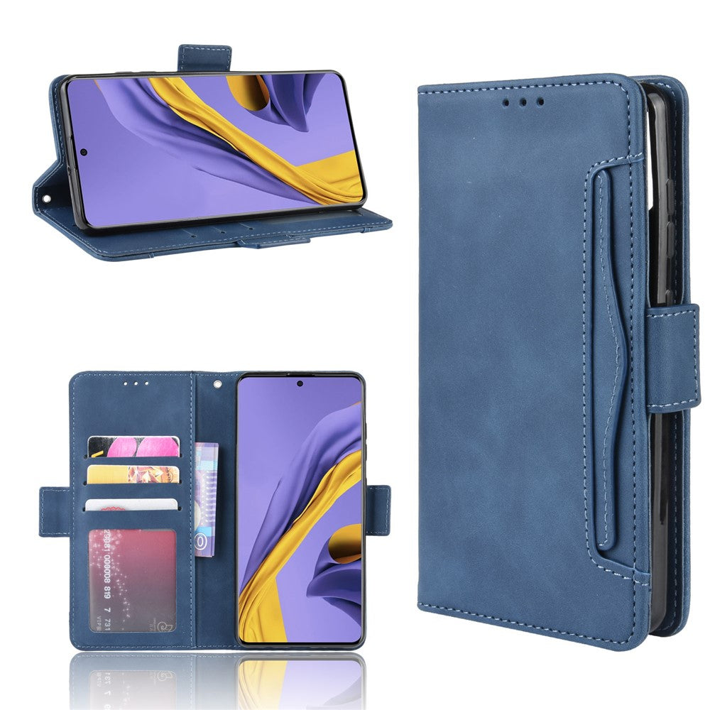 Leather Wallet Stand Protective Case for Samsung Galaxy M51 - Blue
