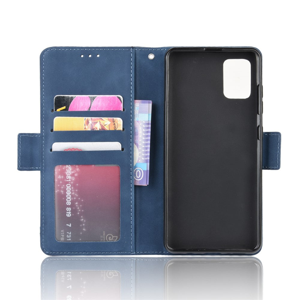 Leather Wallet Stand Protective Case for Samsung Galaxy M51 - Blue