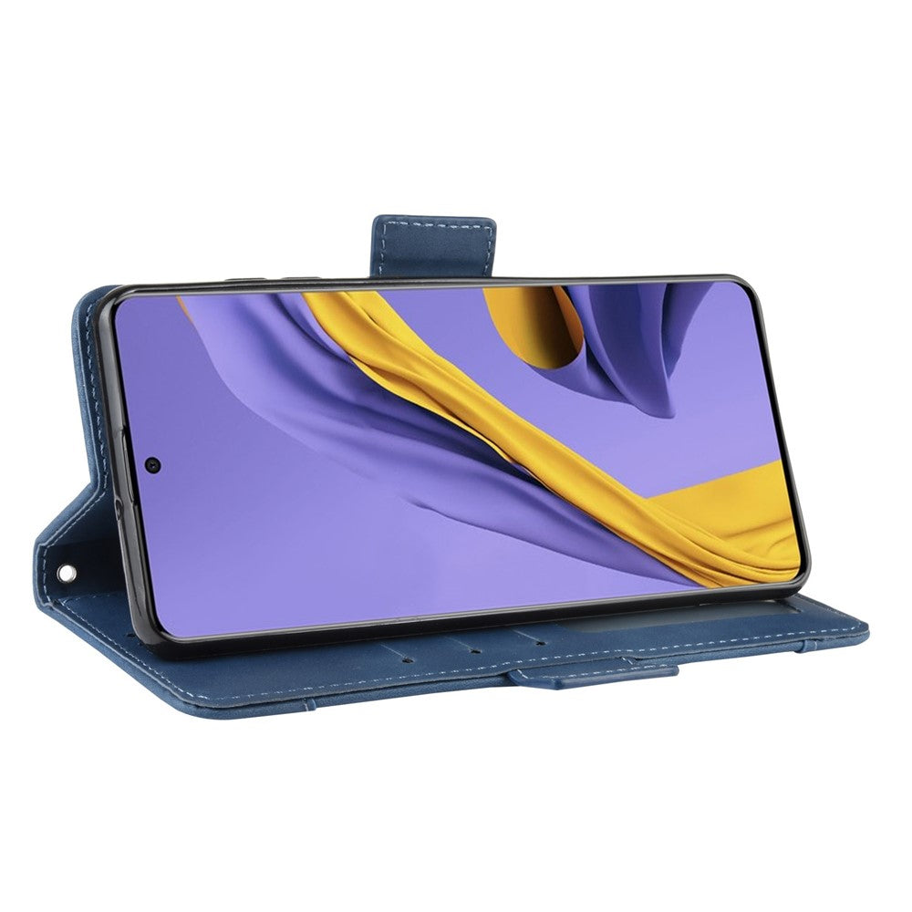 Leather Wallet Stand Protective Case for Samsung Galaxy M51 - Blue