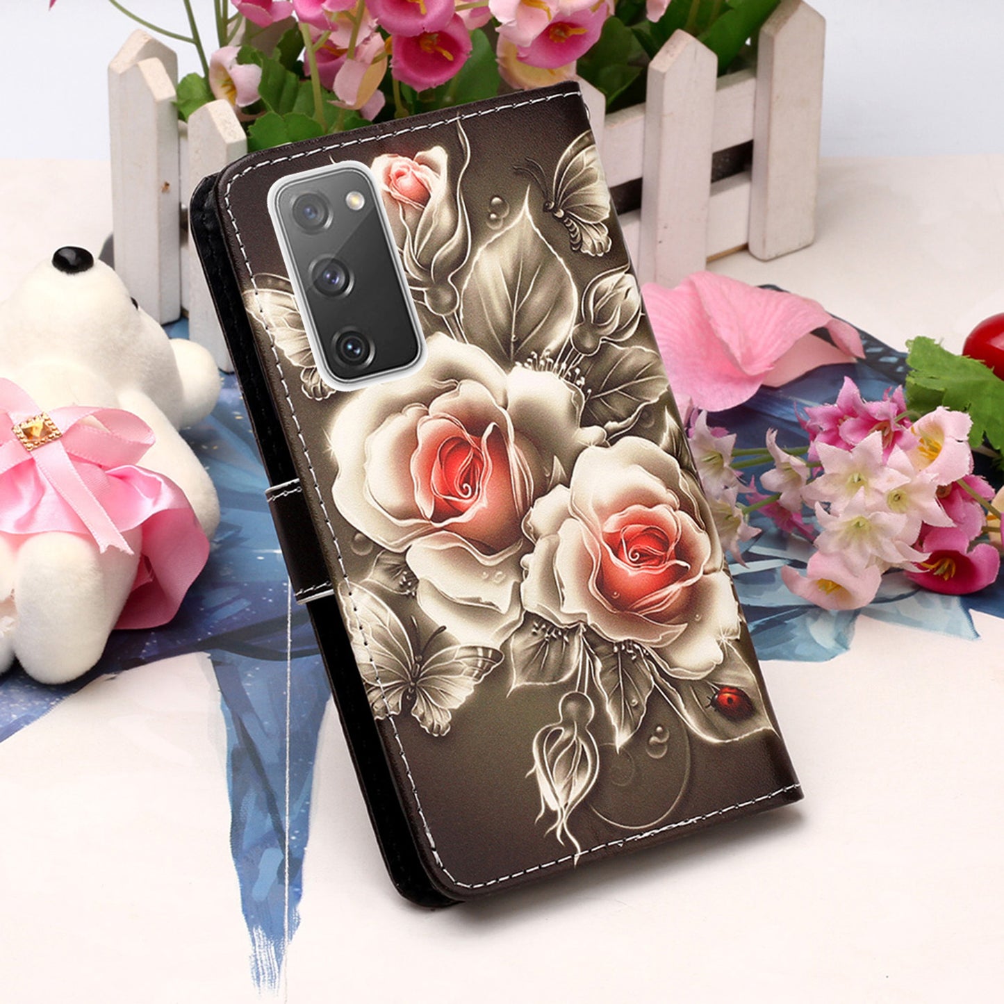 Pattern Printing Leather Wallet Stand Case for Samsung Galaxy S20 FE 4G/FE 5G/S20 Lite/S20 FE 2022 - Vivid Flower