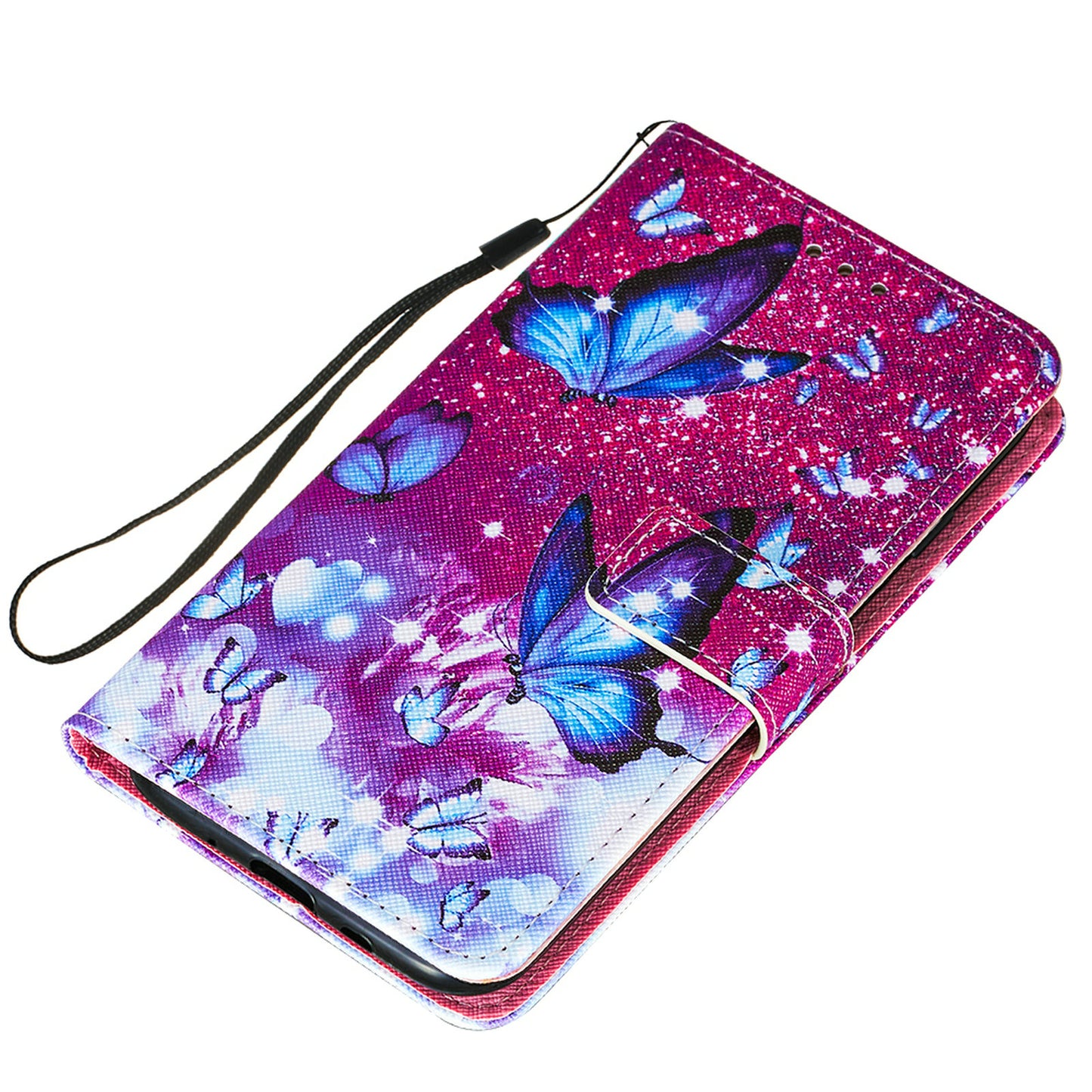 Cross Texture Pattern Printing Flip Leather Wallet Stand Cover for Samsung Galaxy S20 FE 4G/FE 5G/S20 Lite/S20 FE 2022 - Blue Butterfly