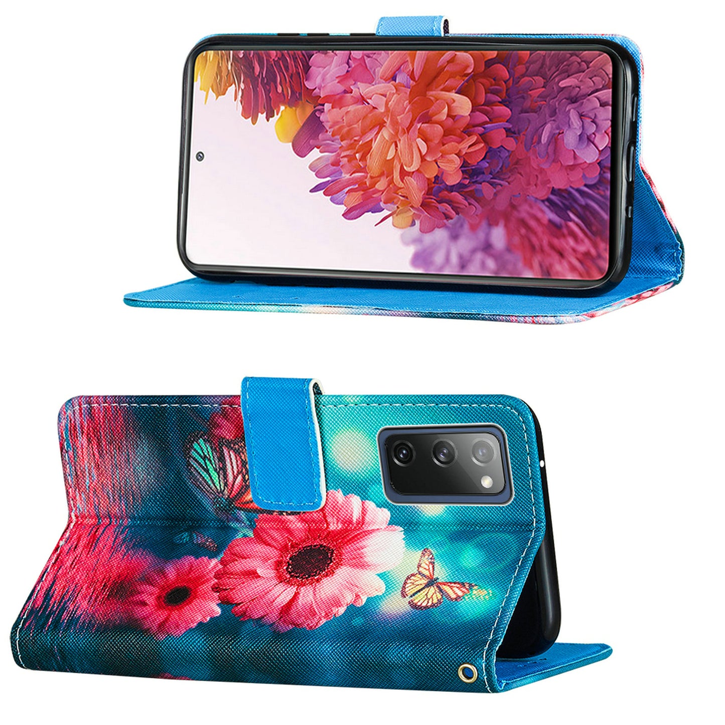 Cross Texture Pattern Printing Flip Leather Wallet Stand Cover for Samsung Galaxy S20 FE 4G/FE 5G/S20 Lite/S20 FE 2022 - Vivid Flower