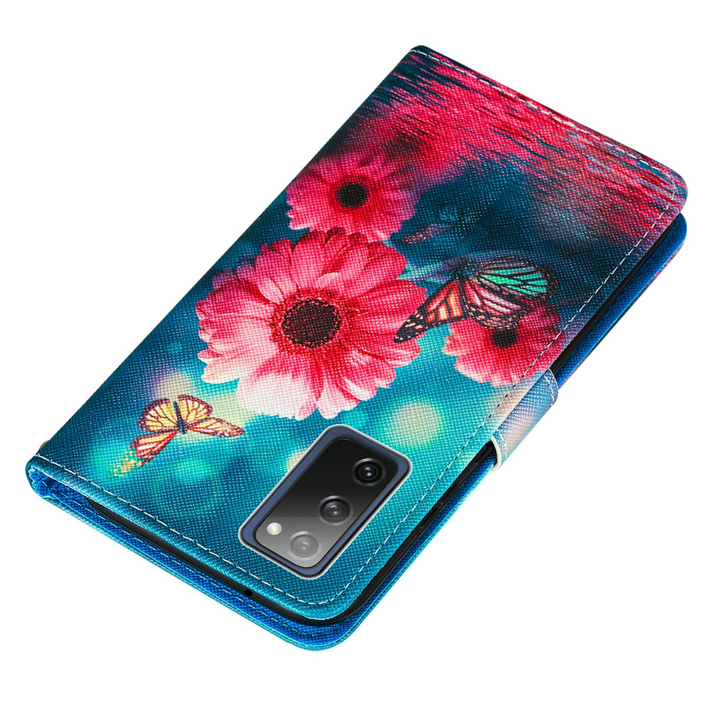 Cross Texture Pattern Printing Flip Leather Wallet Stand Cover for Samsung Galaxy S20 FE 4G/FE 5G/S20 Lite/S20 FE 2022 - Vivid Flower