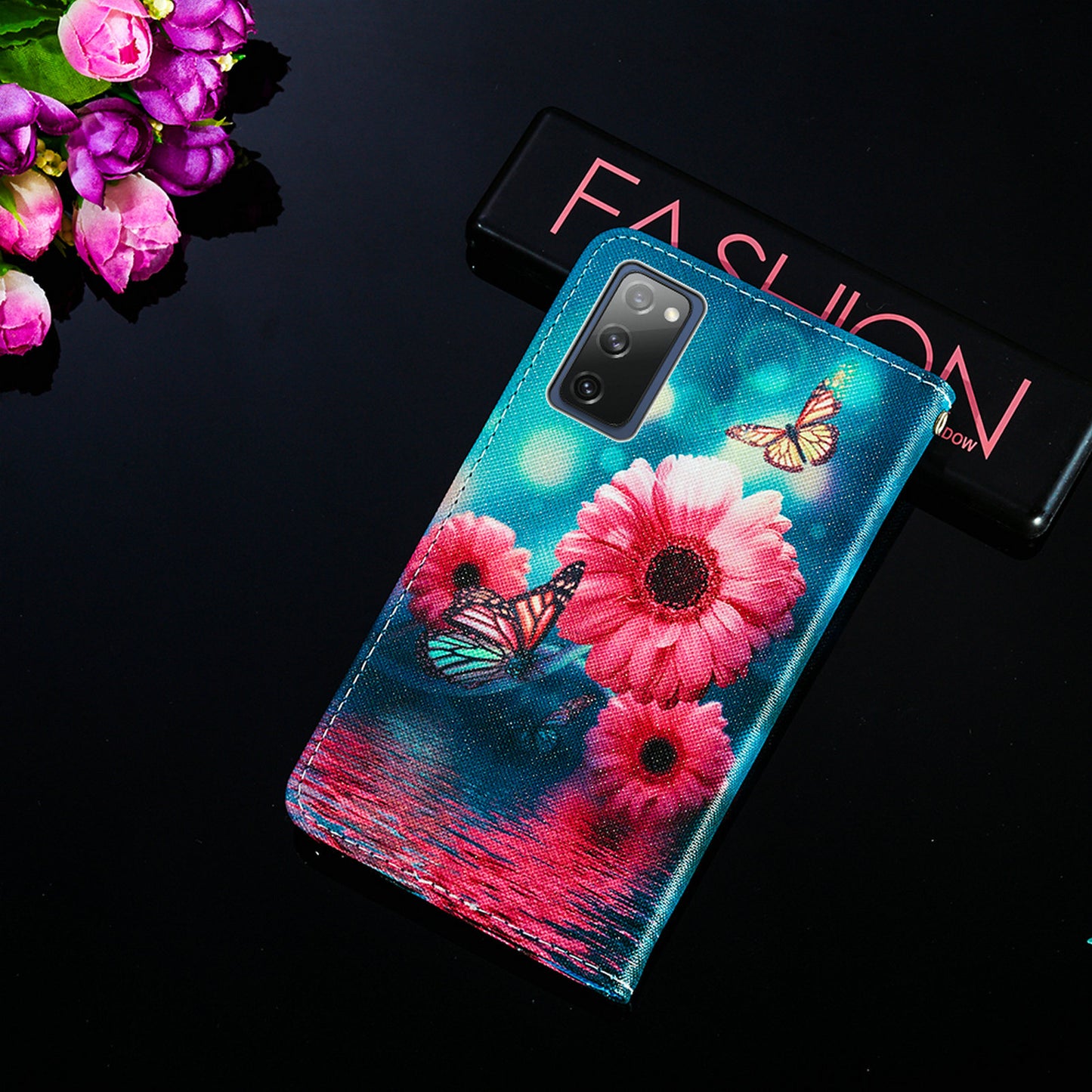 Cross Texture Pattern Printing Flip Leather Wallet Stand Cover for Samsung Galaxy S20 FE 4G/FE 5G/S20 Lite/S20 FE 2022 - Vivid Flower