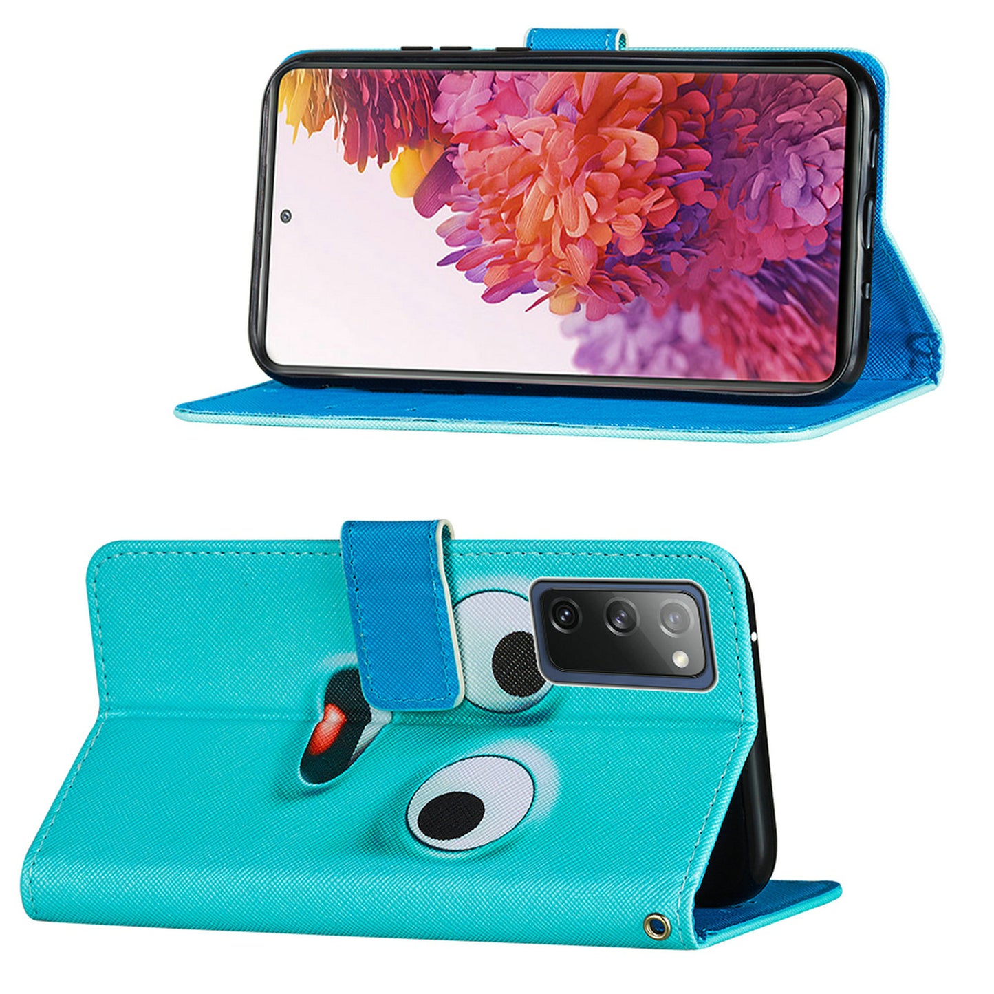 Cross Texture Pattern Printing Flip Leather Wallet Stand Cover for Samsung Galaxy S20 FE 4G/FE 5G/S20 Lite/S20 FE 2022 - Cyan