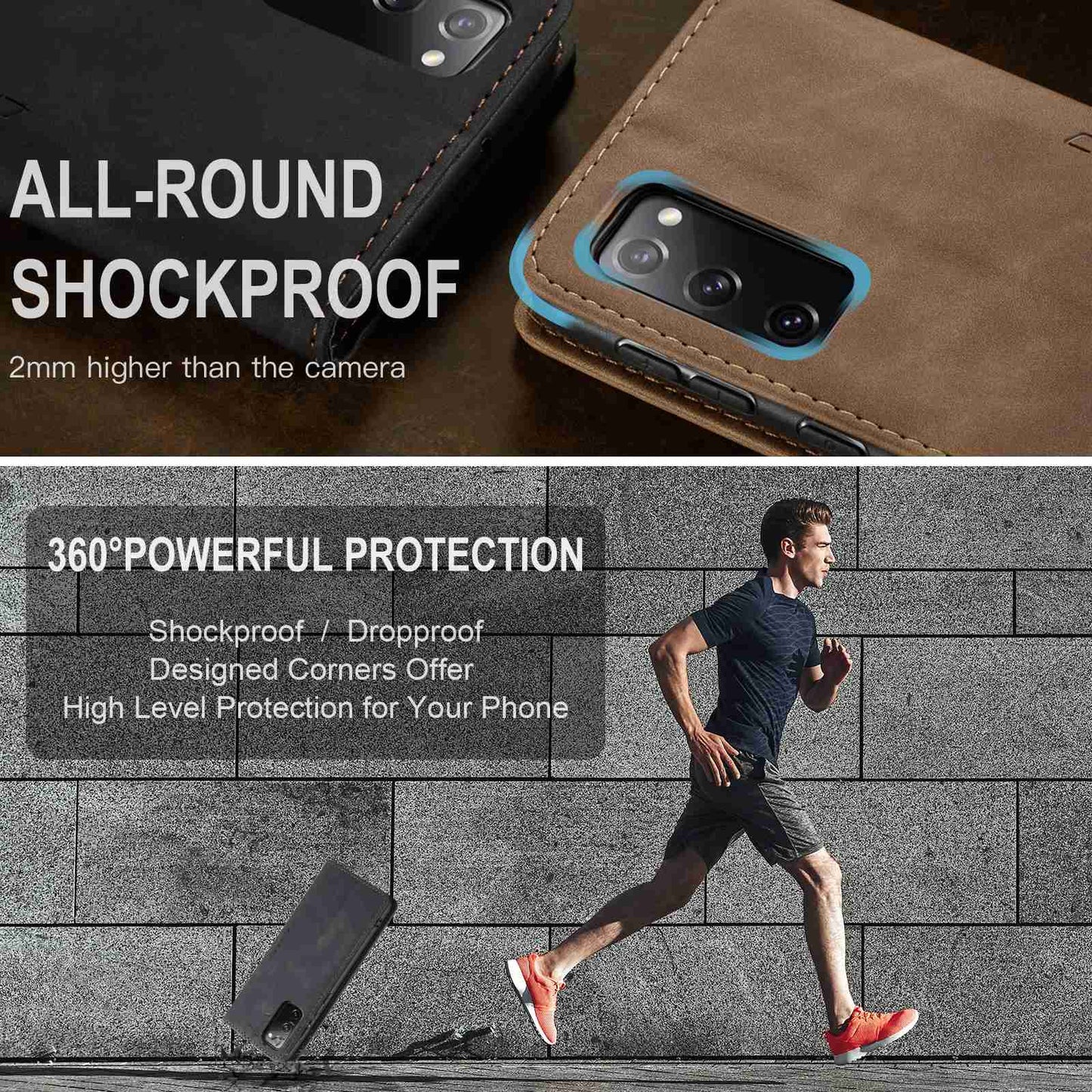 CASEME 013 Series Auto-absorbed Leather Folio Flip Stand Wallet Case for Samsung Galaxy S20 FE 4G/FE 5G/S20 Lite/S20 FE 2022/S20 FE 2022 - Black