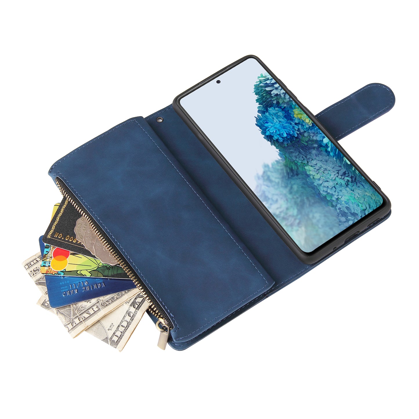 For Samsung Galaxy S20 FE/S20 Fan Edition/S20 FE 5G/S20 Fan Edition 5G/S20 Lite/S20 FE 2022 Cell Phone Cover Multiple Card Slots PU Leather Wallet Phone Covering Case - Blue
