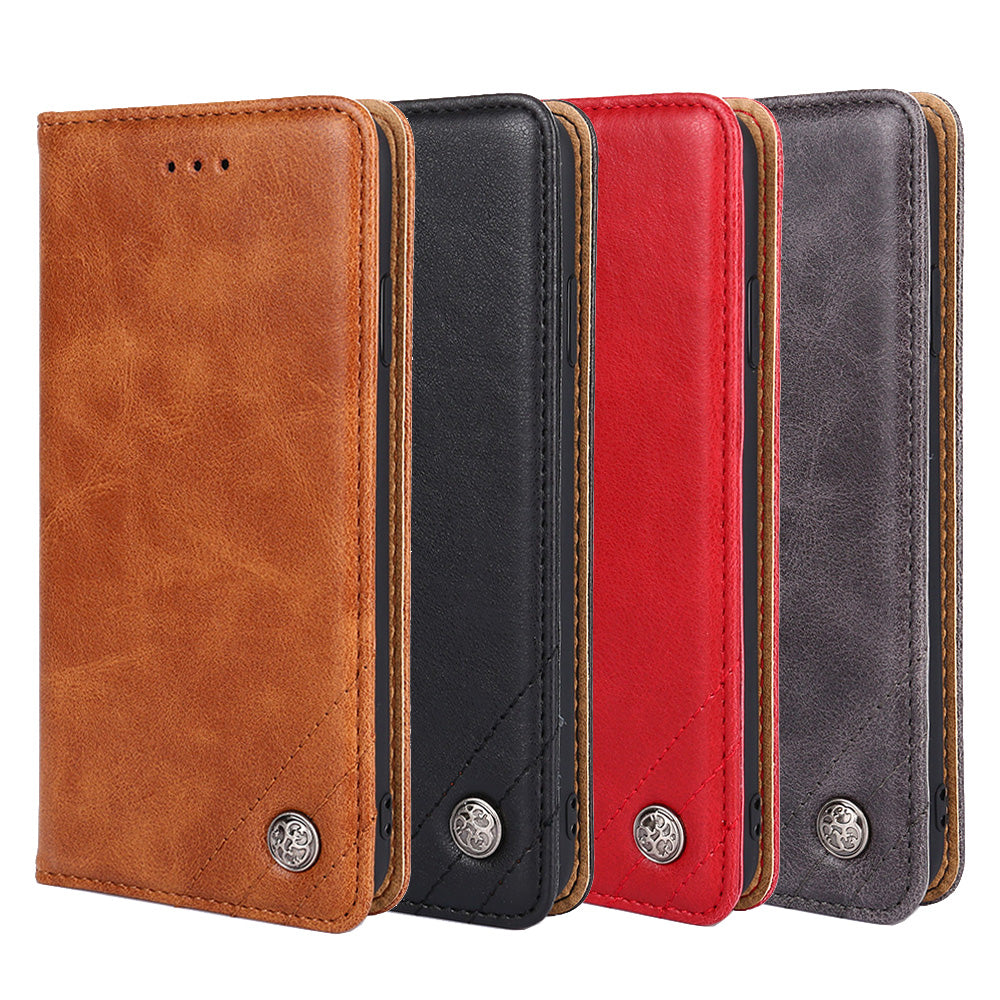 Leather Wallet Phone Case without Magnetic Buckle for Samsung Galaxy S20 Ultra - Red