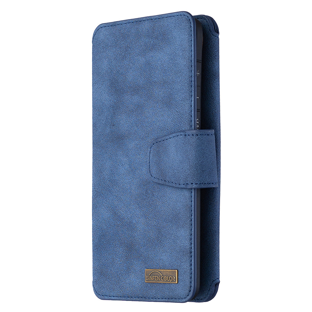 BF07 Detachable Matte Finish Leather Wallet Phone Cover with Zippered Pocket for Samsung Galaxy S20 Plus / S20 Plus 5G - Blue
