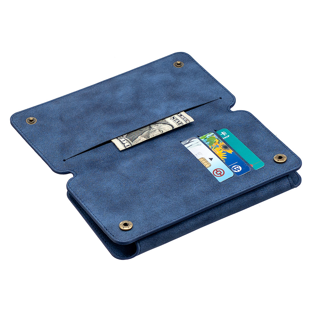 BF07 Detachable Matte Finish Leather Wallet Phone Cover with Zippered Pocket for Samsung Galaxy S20 Plus / S20 Plus 5G - Blue