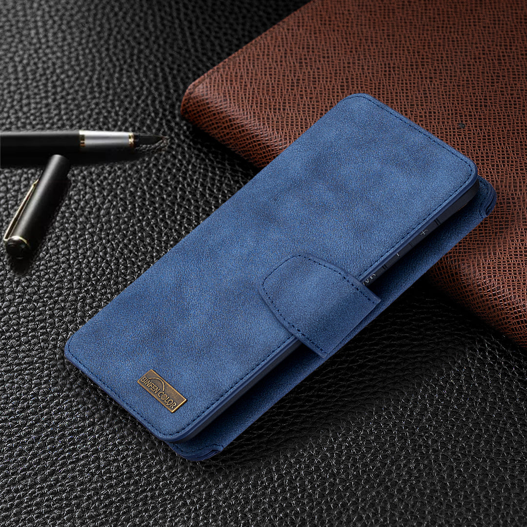 BF07 Detachable Matte Finish Leather Wallet Phone Cover with Zippered Pocket for Samsung Galaxy S20 Plus / S20 Plus 5G - Blue