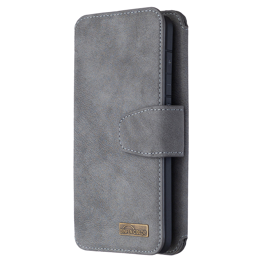Detachable Matte Finish Leather Wallet Phone Cover with Zippered Pocket for Samsung Galaxy S20 4G/S20 5G - Grey