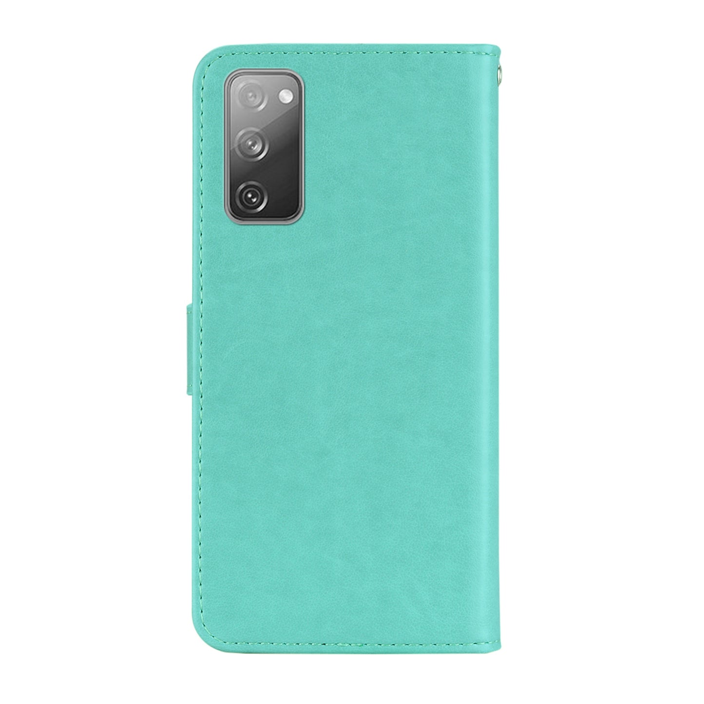 Owl Flower Imprint Leather Cover Mobile Shell for Samsung Galaxy S20 FE/S20 Fan Edition / S20 FE 5G/S20 Fan Edition 5G / S20 Lite - Cyan