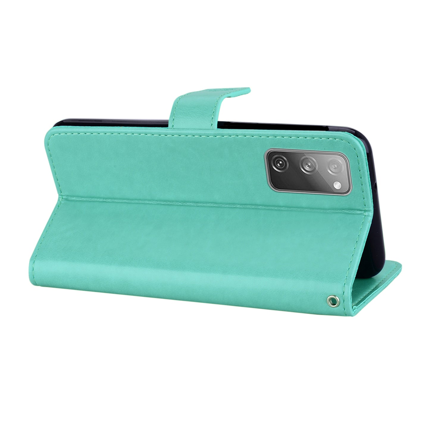Owl Flower Imprint Leather Cover Mobile Shell for Samsung Galaxy S20 FE/S20 Fan Edition / S20 FE 5G/S20 Fan Edition 5G / S20 Lite - Cyan
