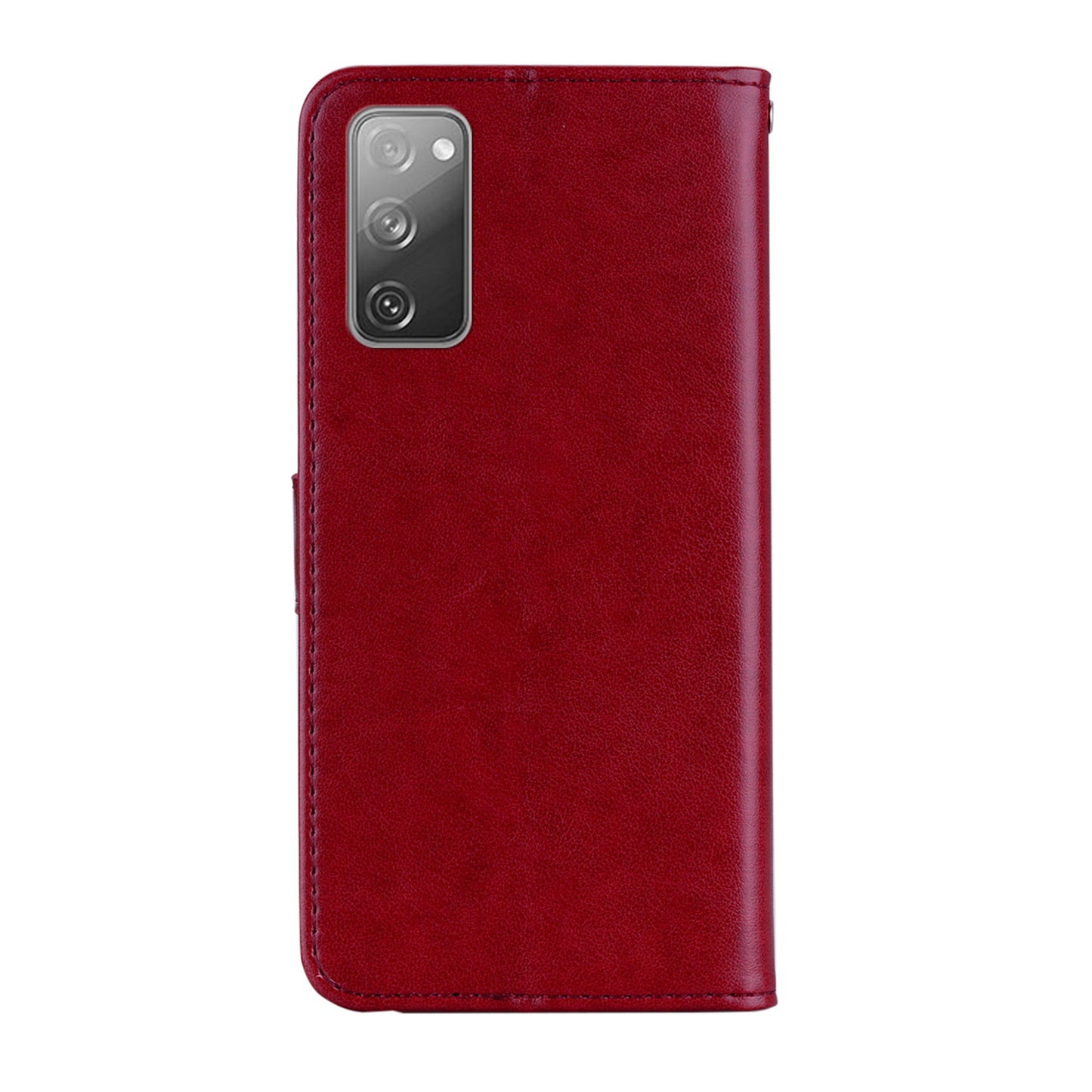 Owl Flower Imprint Leather Cover Mobile Shell for Samsung Galaxy S20 FE/S20 Fan Edition / S20 FE 5G/S20 Fan Edition 5G / S20 Lite - Red