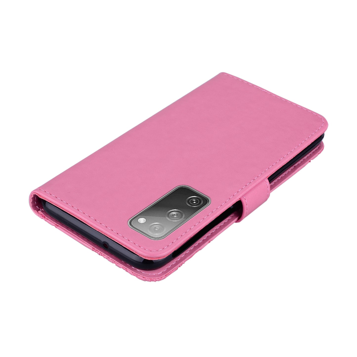 Owl Flower Imprint Leather Cover Mobile Shell for Samsung Galaxy S20 FE/S20 Fan Edition / S20 FE 5G/S20 Fan Edition 5G / S20 Lite - Pink