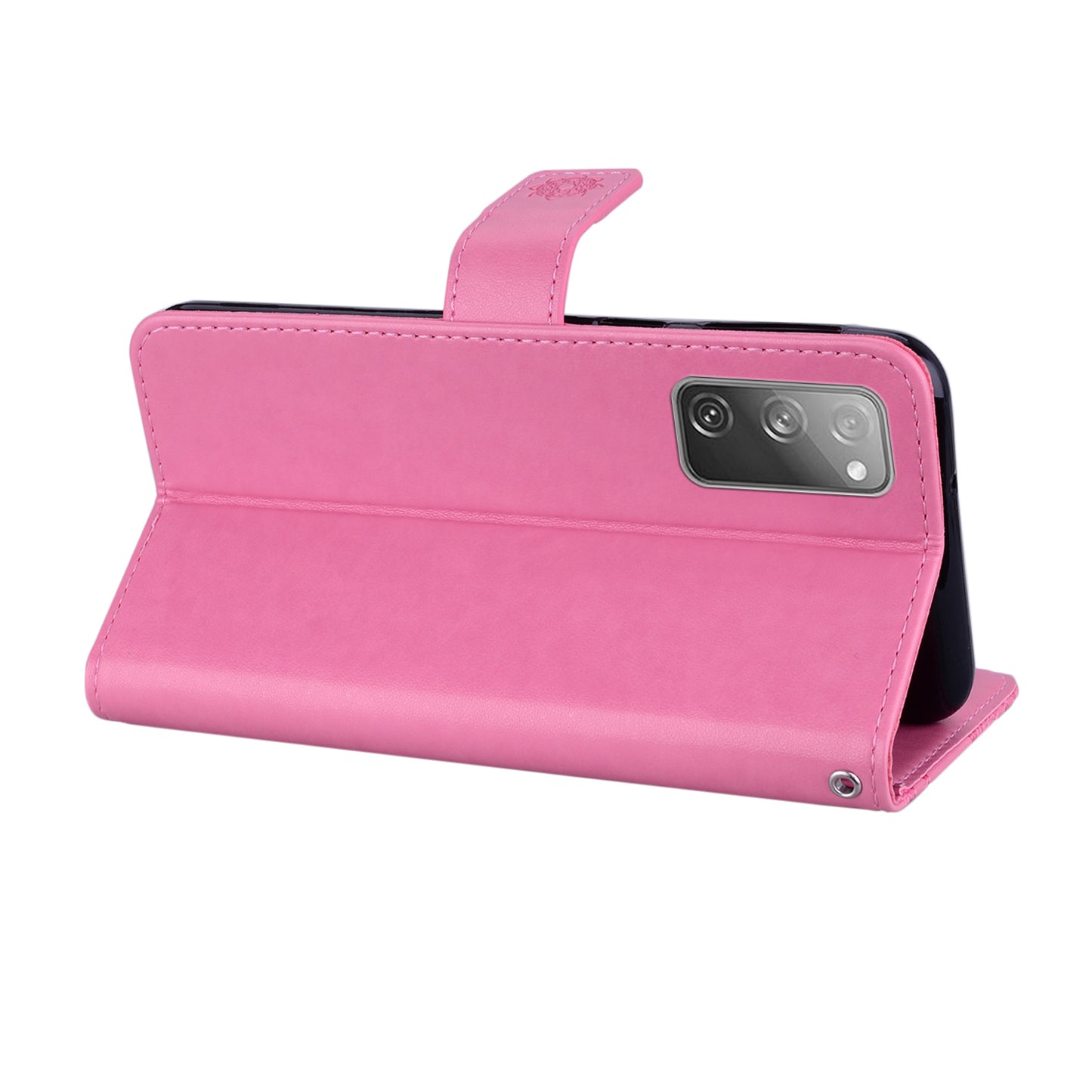 Owl Flower Imprint Leather Cover Mobile Shell for Samsung Galaxy S20 FE/S20 Fan Edition / S20 FE 5G/S20 Fan Edition 5G / S20 Lite - Pink