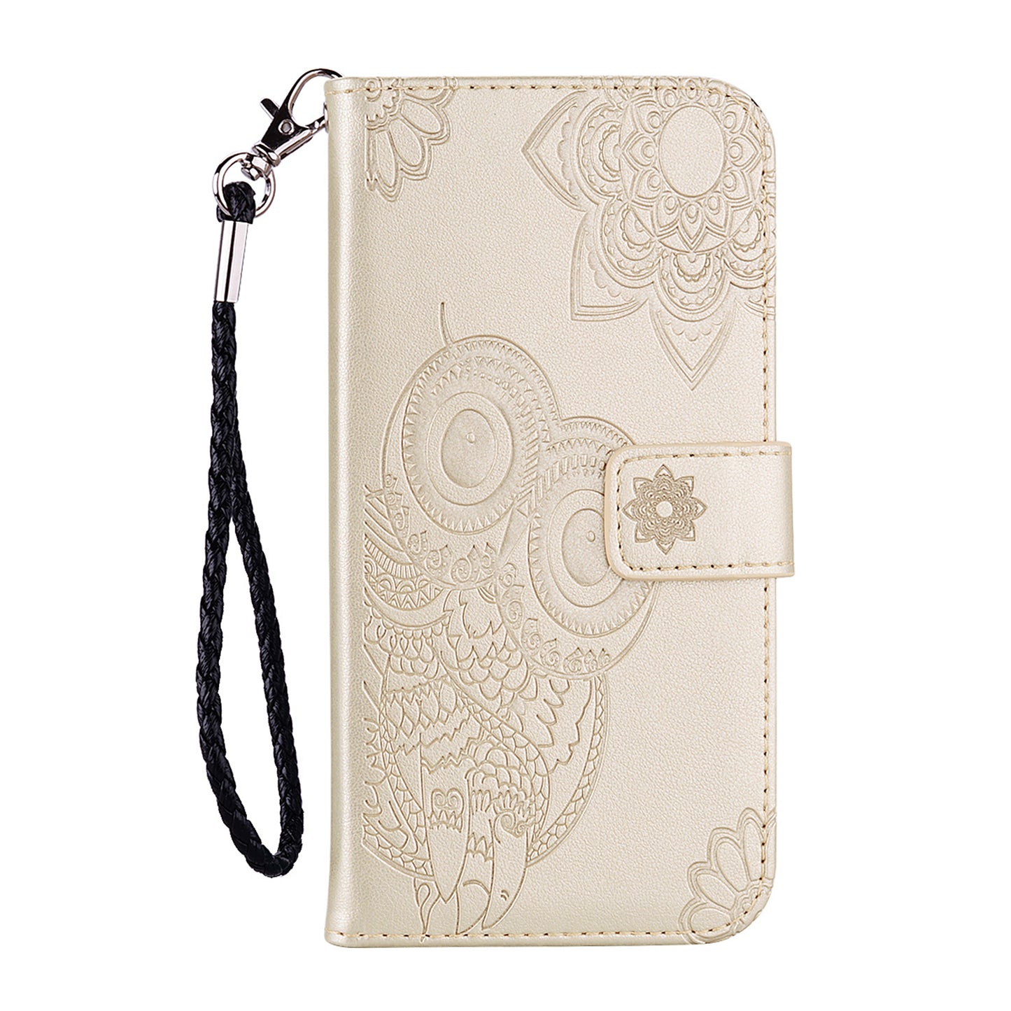 Owl Flower Imprint Leather Cover Mobile Shell for Samsung Galaxy S20 FE/S20 Fan Edition / S20 FE 5G/S20 Fan Edition 5G / S20 Lite - Gold