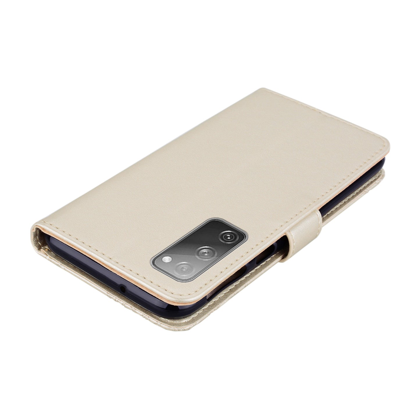 Owl Flower Imprint Leather Cover Mobile Shell for Samsung Galaxy S20 FE/S20 Fan Edition / S20 FE 5G/S20 Fan Edition 5G / S20 Lite - Gold