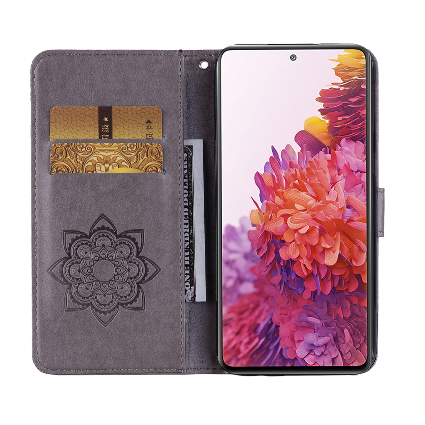 Owl Flower Imprint Leather Cover Mobile Shell for Samsung Galaxy S20 FE/S20 Fan Edition / S20 FE 5G/S20 Fan Edition 5G / S20 Lite - Coffee