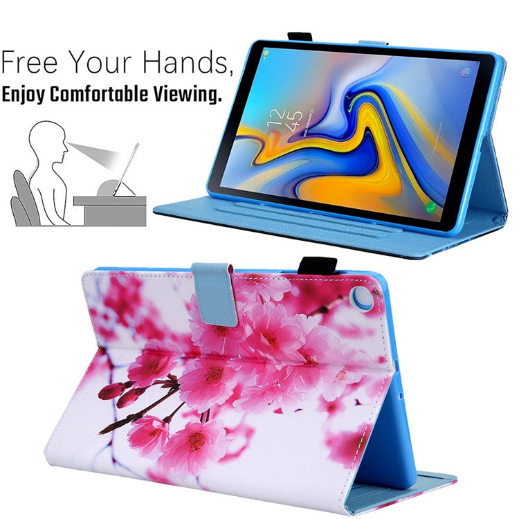 Patterned Stand Leather Protector Case for Samsung Galaxy Tab A 10.1 (2019) SM-T510/T515 - Plum Blossom