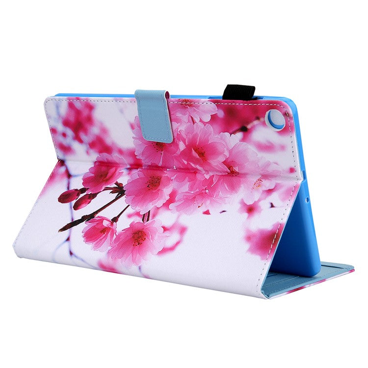 Patterned Stand Leather Protector Case for Samsung Galaxy Tab A 10.1 (2019) SM-T510/T515 - Plum Blossom