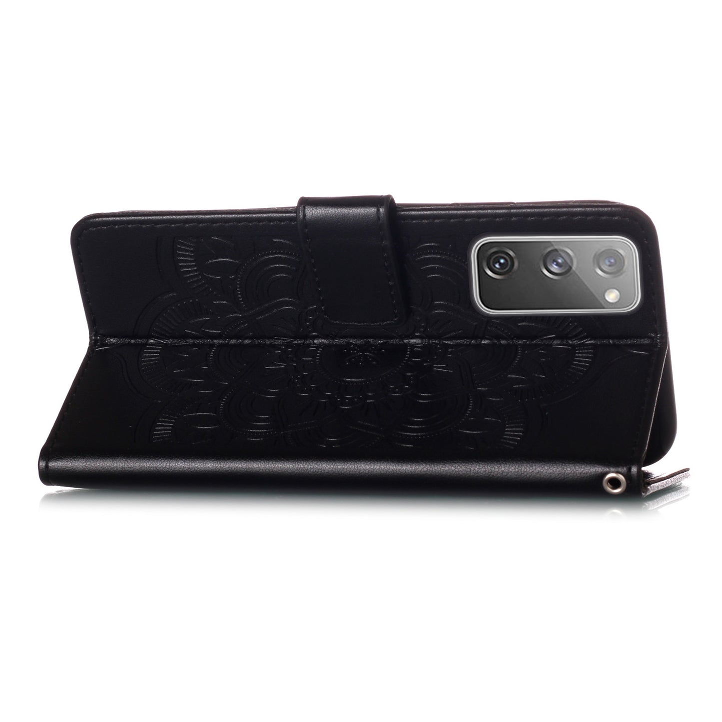 For Samsung Galaxy S20 FE/S20 Fan Edition/S20 FE 5G/S20 Fan Edition 5G/S20 Lite/S20 FE 2022 Dreamcatcher Imprinting Leather Wallet Cell Phone Cover Shell - Black