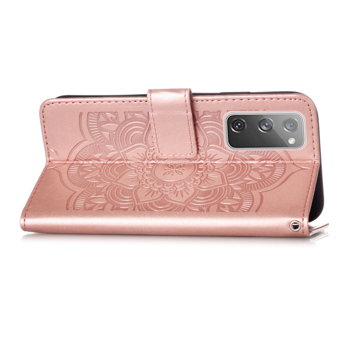 For Samsung Galaxy S20 FE/S20 Fan Edition/S20 FE 5G/S20 Fan Edition 5G/S20 Lite/S20 FE 2022 Dreamcatcher Imprinting Leather Wallet Cell Phone Cover Shell - Rose Gold