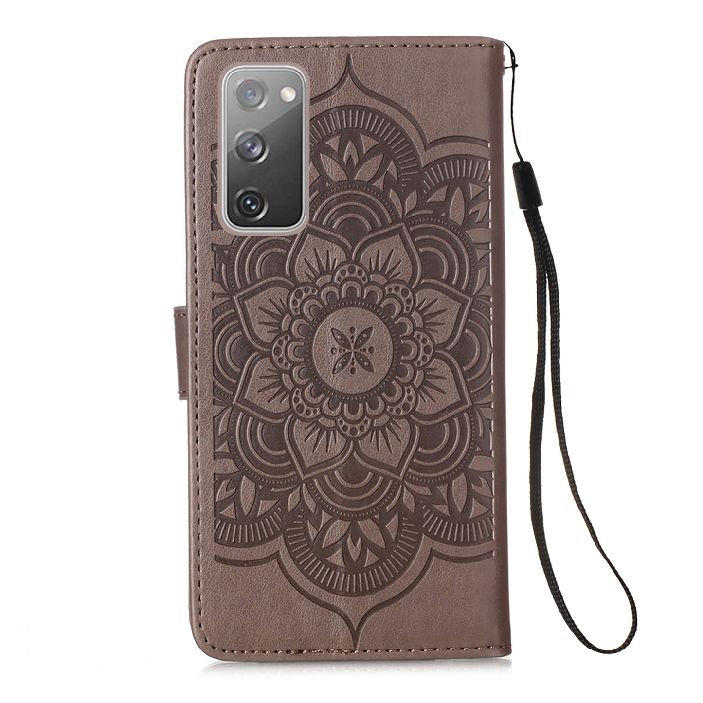For Samsung Galaxy S20 FE/S20 Fan Edition/S20 FE 5G/S20 Fan Edition 5G/S20 Lite/S20 FE 2022 Dreamcatcher Imprinting Leather Wallet Cell Phone Cover Shell - Coffee