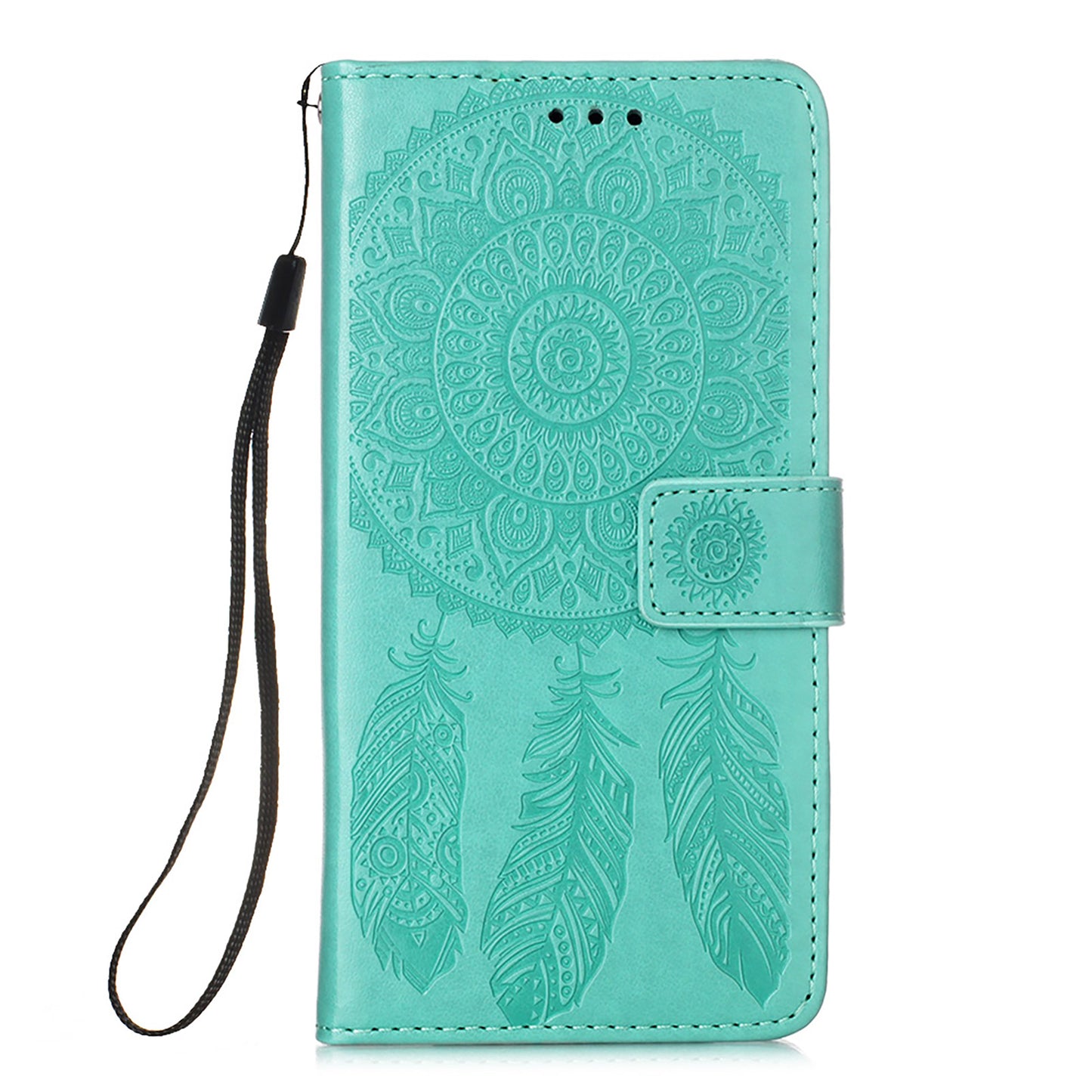For Samsung Galaxy S20 FE/S20 Fan Edition/S20 FE 5G/S20 Fan Edition 5G/S20 Lite/S20 FE 2022 Dreamcatcher Imprinting Leather Wallet Cell Phone Cover Shell - Green