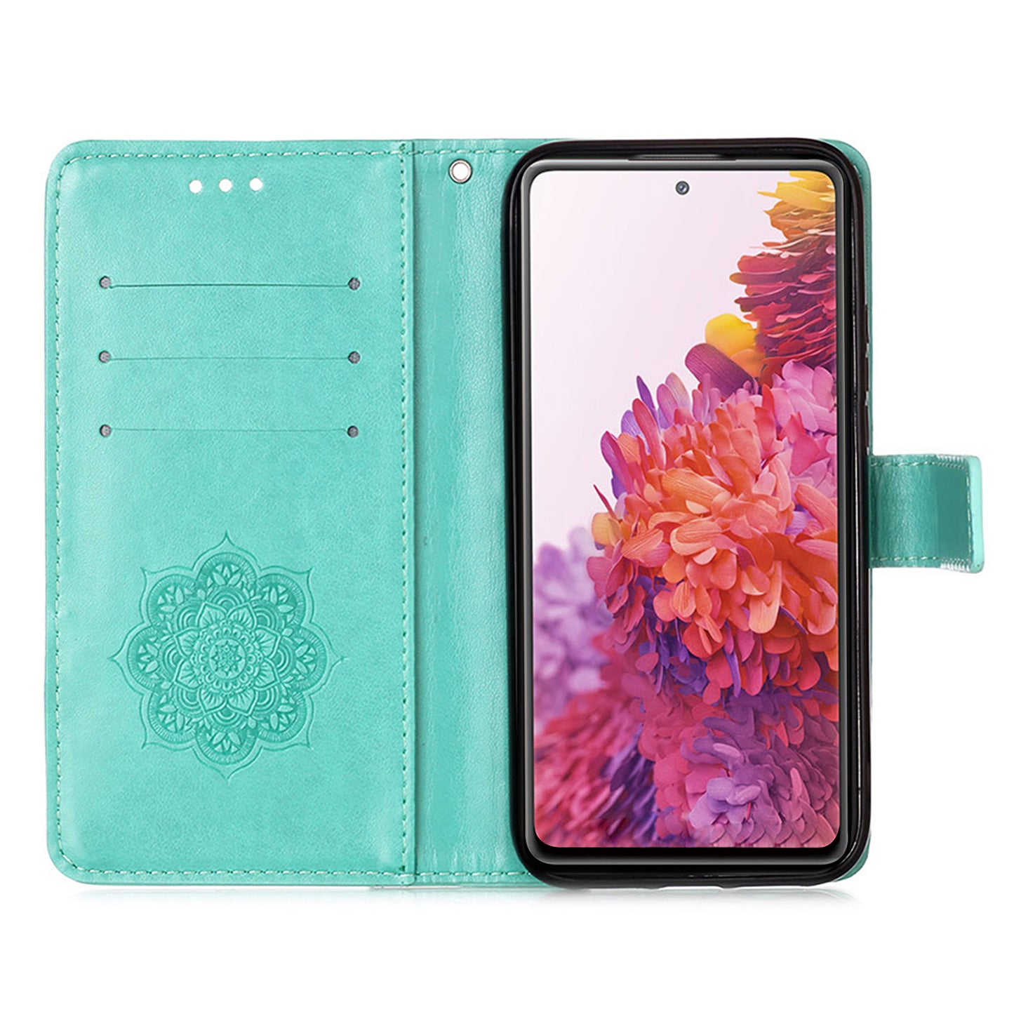 For Samsung Galaxy S20 FE/S20 Fan Edition/S20 FE 5G/S20 Fan Edition 5G/S20 Lite/S20 FE 2022 Dreamcatcher Imprinting Leather Wallet Cell Phone Cover Shell - Green