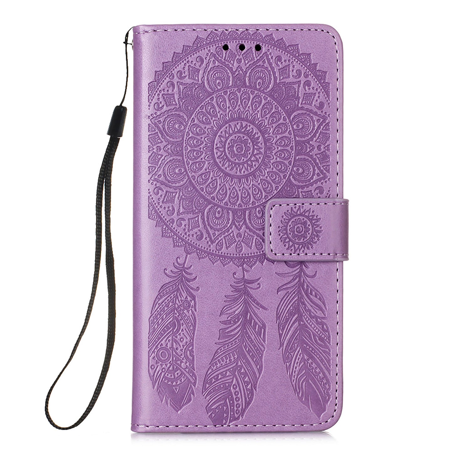 For Samsung Galaxy S20 FE/S20 Fan Edition/S20 FE 5G/S20 Fan Edition 5G/S20 Lite/S20 FE 2022 Dreamcatcher Imprinting Leather Wallet Cell Phone Cover Shell - Light Purple