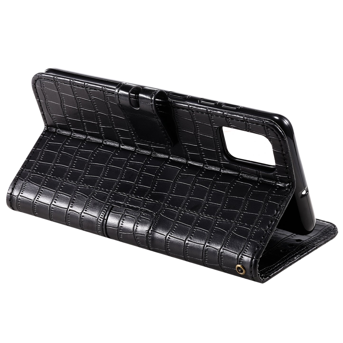 For Samsung Galaxy S20 FE/S20 Fan Edition/S20 FE 5G/S20 Fan Edition 5G/S20 Lite/S20 FE 2022 Crocodile Skin PU Leather Wallet Phone Case - Black
