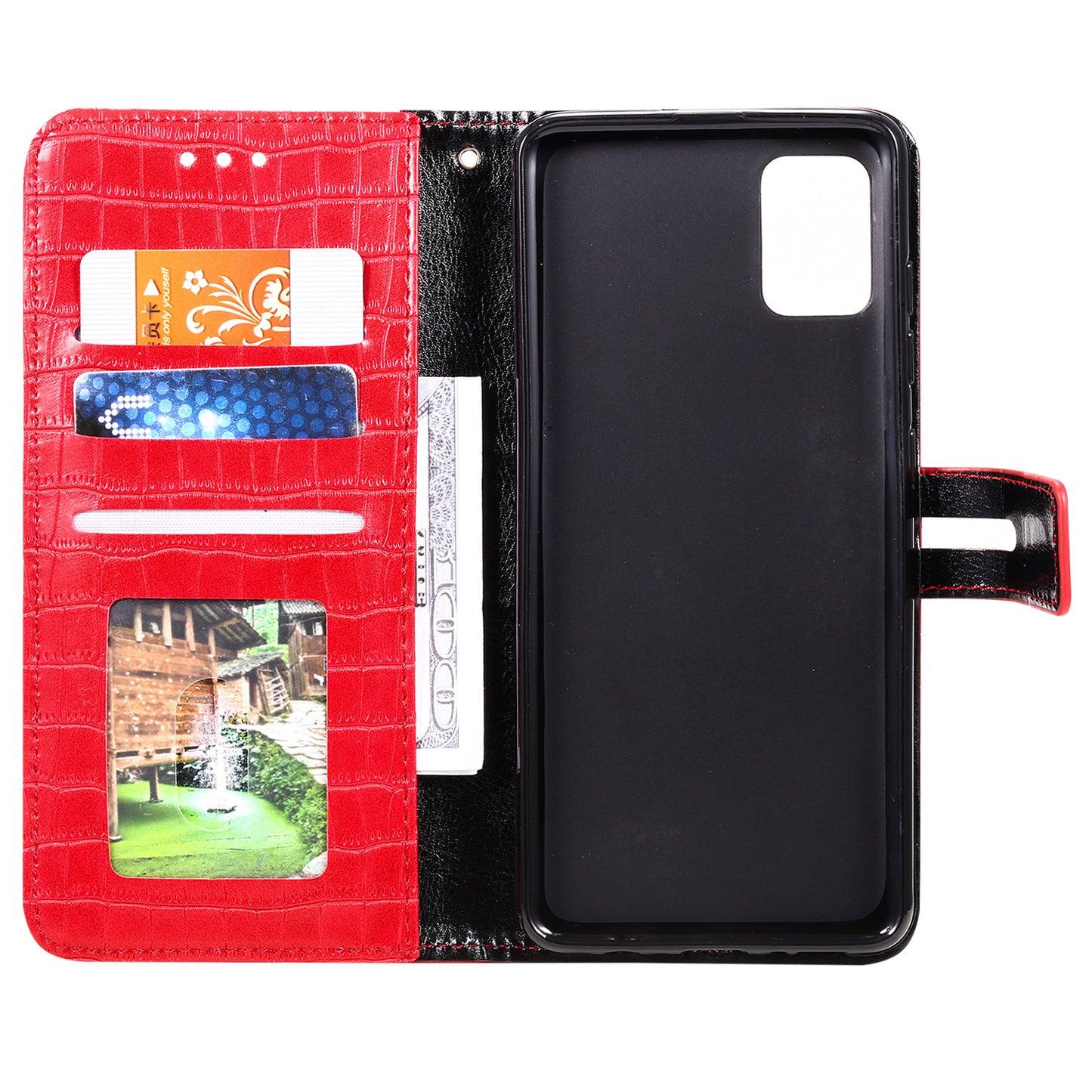 For Samsung Galaxy S20 FE/S20 Fan Edition/S20 FE 5G/S20 Fan Edition 5G/S20 Lite/S20 FE 2022 Crocodile Skin PU Leather Wallet Phone Case - Red