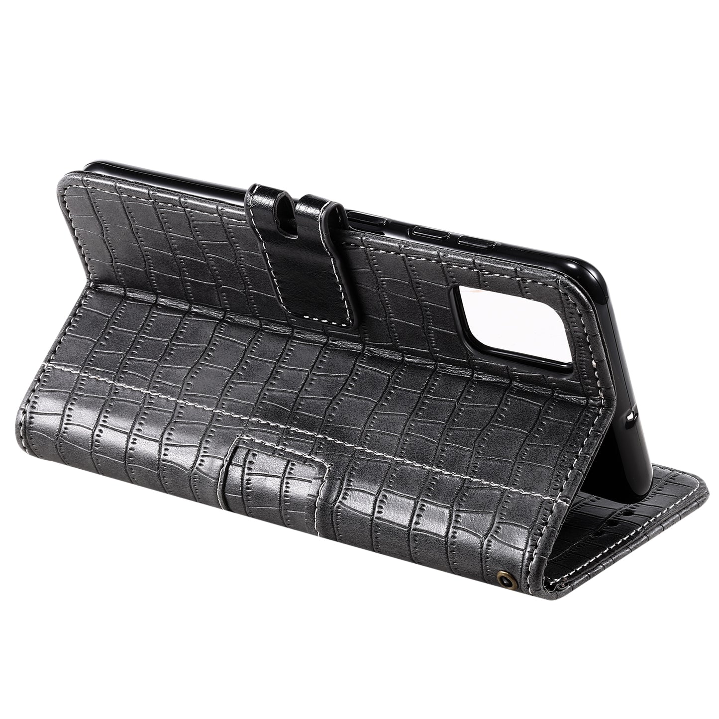 For Samsung Galaxy S20 FE/S20 Fan Edition/S20 FE 5G/S20 Fan Edition 5G/S20 Lite/S20 FE 2022 Crocodile Skin PU Leather Wallet Phone Case - Grey