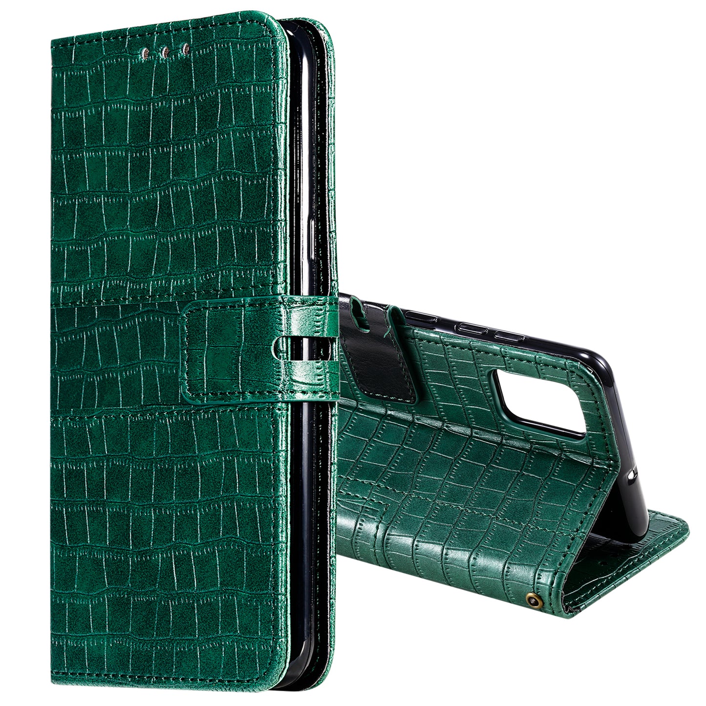 For Samsung Galaxy S20 FE/S20 Fan Edition/S20 FE 5G/S20 Fan Edition 5G/S20 Lite/S20 FE 2022 Crocodile Skin PU Leather Wallet Phone Case - Green
