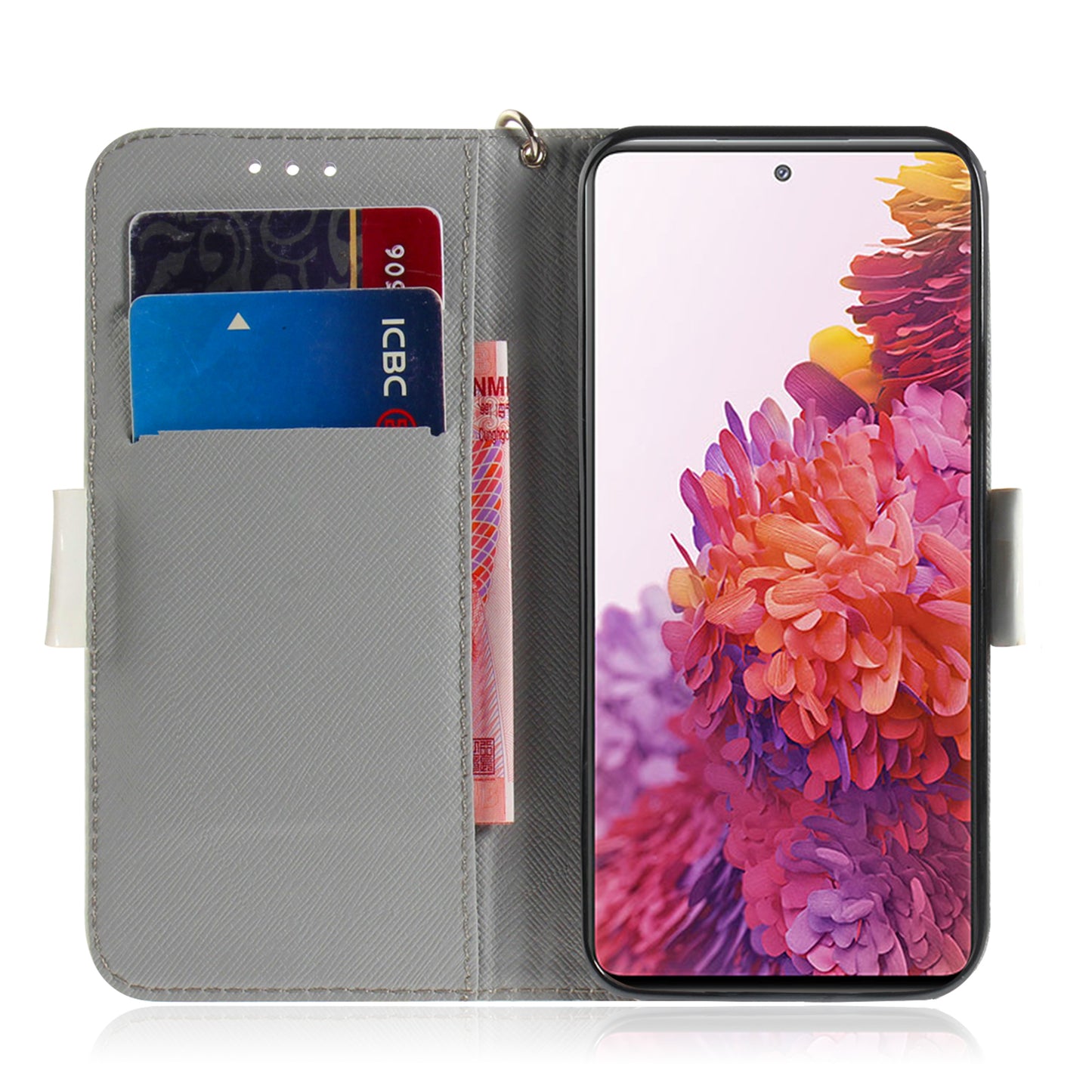 For Samsung Galaxy S20 FE/S20 Fan Edition/S20 FE 5G/S20 Fan Edition 5G/S20 Lite/S20 FE 2022 Light Spot Decor Pattern Printing Wallet Stand Leather Phone Case with Strap - Cat