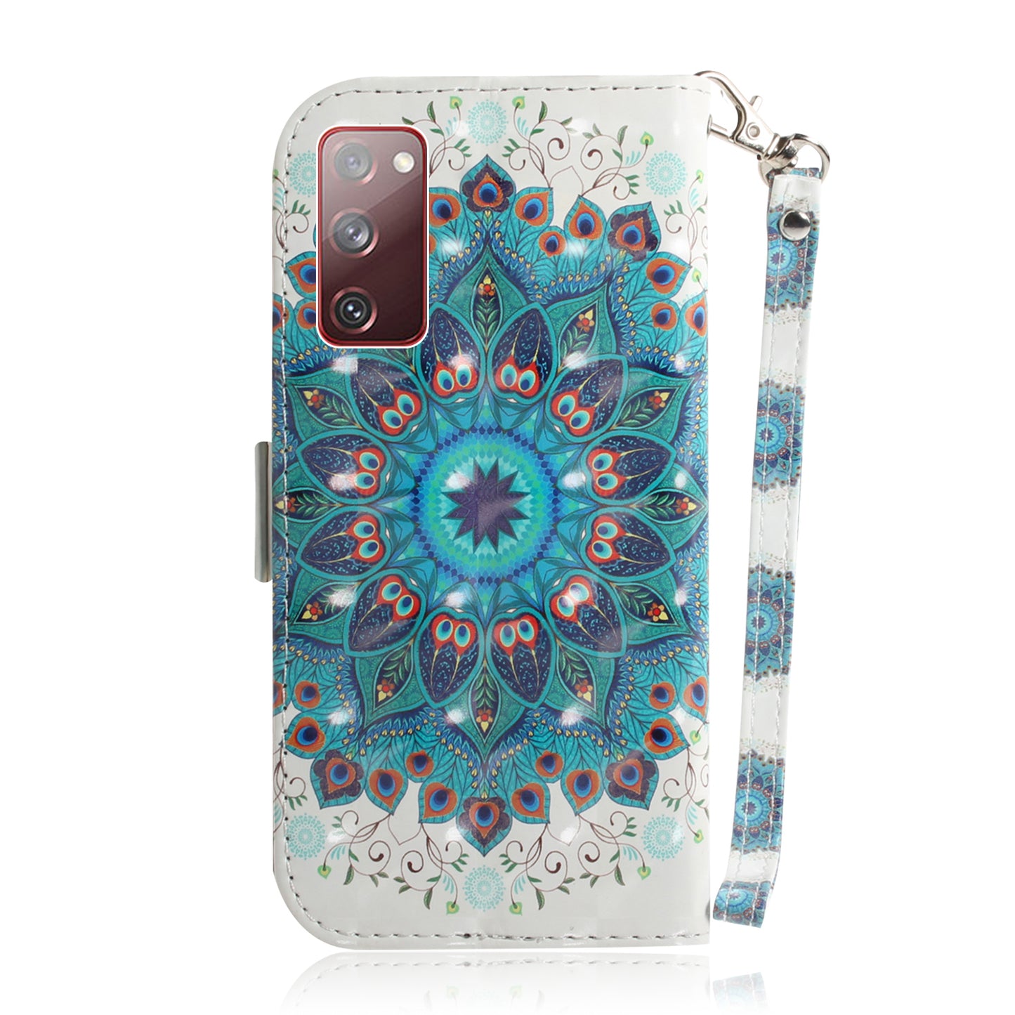 For Samsung Galaxy S20 FE/S20 Fan Edition/S20 FE 5G/S20 Fan Edition 5G/S20 Lite/S20 FE 2022 Light Spot Decor Pattern Printing Wallet Stand Leather Phone Case with Strap - Flower Pattern
