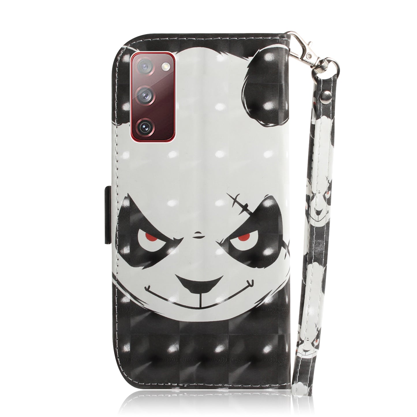 For Samsung Galaxy S20 FE/S20 Fan Edition/S20 FE 5G/S20 Fan Edition 5G/S20 Lite/S20 FE 2022 Light Spot Decor Pattern Printing Wallet Stand Leather Phone Case with Strap - Angry Panda