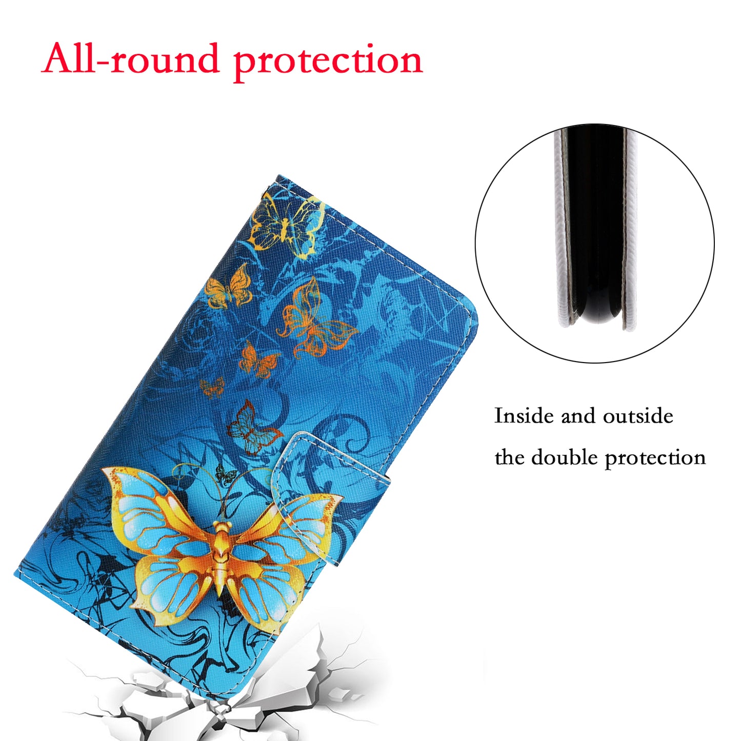 For Samsung Galaxy S20 FE/Fan Edition/S20 FE 5G/Fan Edition 5G/S20 Lite/S20 FE 2022 Pattern Printing Flip Leather Wallet Protective Case - Metal Butterfly