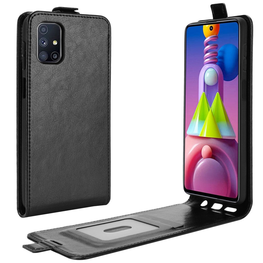 Crazy Horse Vertical Flip Phone Protective Shell for Samsung Galaxy M51 - Black