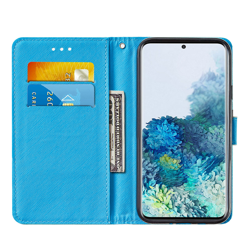 Pattern Printing Leather Phone Cover Case with Cards Slots for Samsung Galaxy S20 4G/S20 5G - Flowers