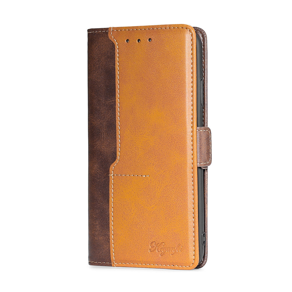 For Samsung Galaxy S20 FE/S20 Fan Edition/S20 FE 5G/S20 Fan Edition 5G/S20 Lite/S20 FE 2022 Contrast-Color Leather Wallet Phone Cover Case with Side Buckle - Light Brown/Brown