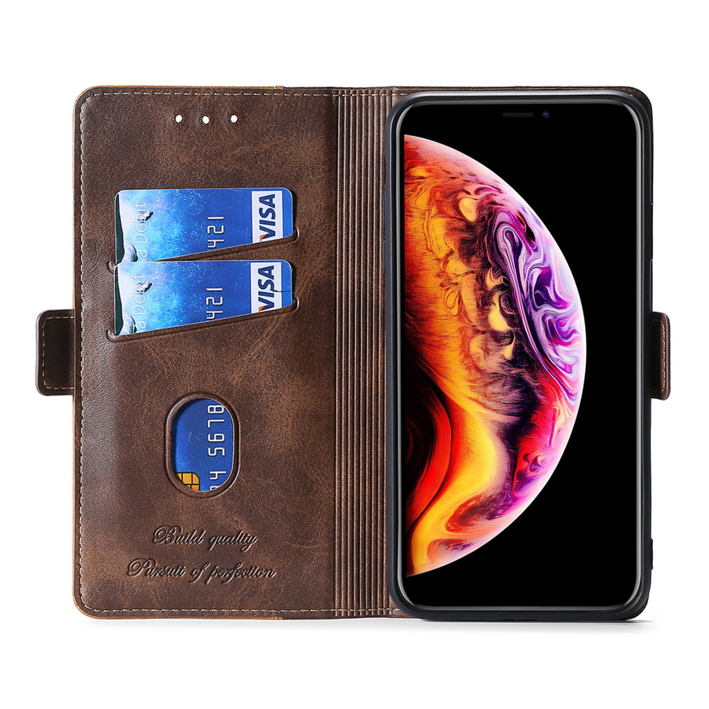 For Samsung Galaxy S20 FE/S20 Fan Edition/S20 FE 5G/S20 Fan Edition 5G/S20 Lite/S20 FE 2022 Contrast-Color Leather Wallet Phone Cover Case with Side Buckle - Light Brown/Brown