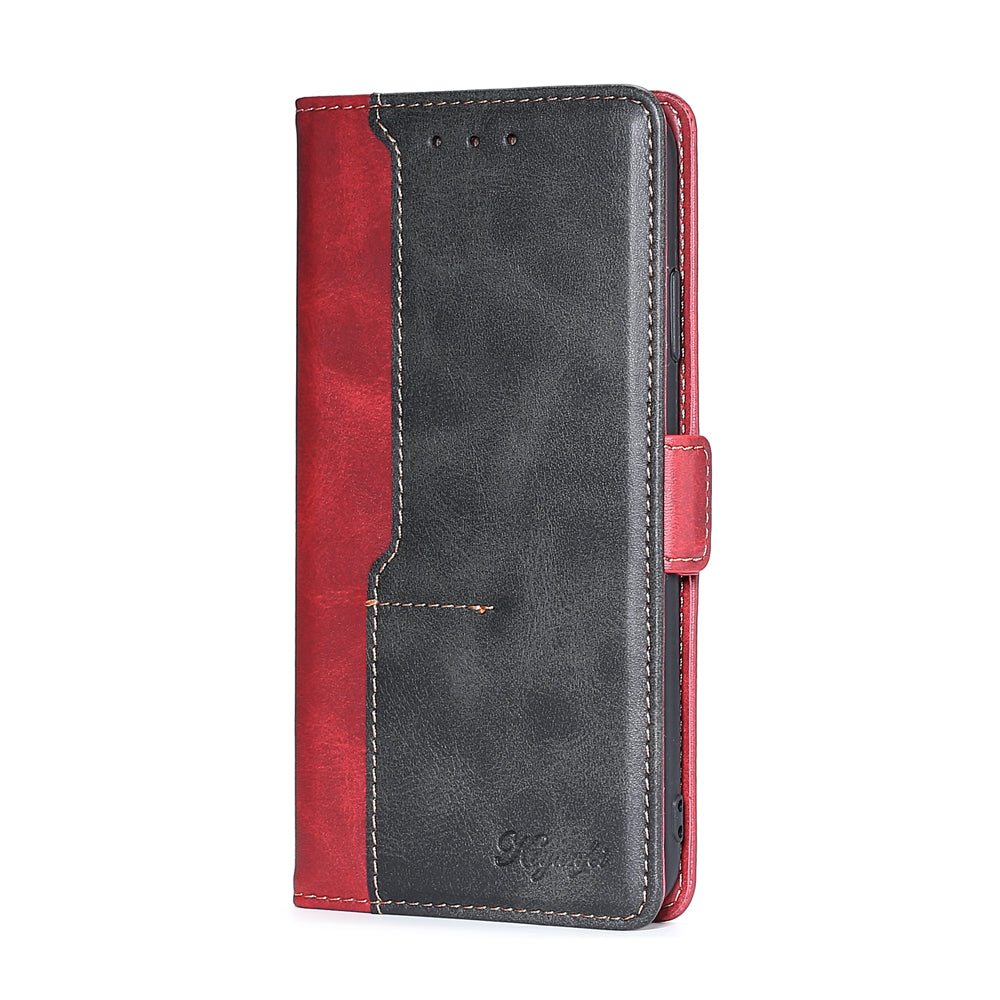 For Samsung Galaxy S20 FE/S20 Fan Edition/S20 FE 5G/S20 Fan Edition 5G/S20 Lite/S20 FE 2022 Contrast-Color Leather Wallet Phone Cover Case with Side Buckle - Black/Red