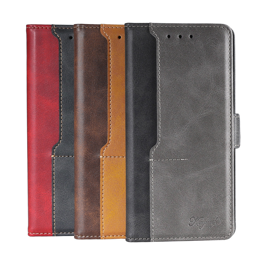 For Samsung Galaxy S20 FE/S20 Fan Edition/S20 FE 5G/S20 Fan Edition 5G/S20 Lite/S20 FE 2022 Contrast-Color Leather Wallet Phone Cover Case with Side Buckle - Black/Red