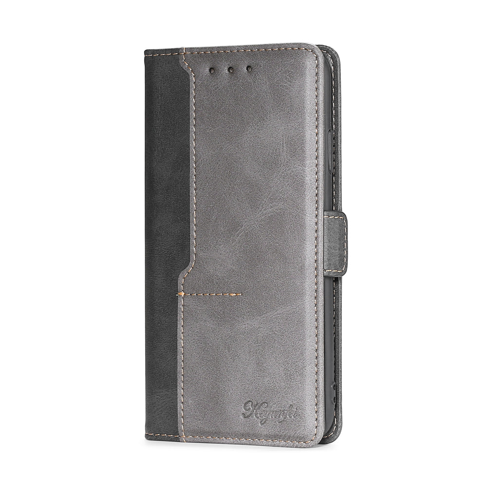 For Samsung Galaxy S20 FE/S20 Fan Edition/S20 FE 5G/S20 Fan Edition 5G/S20 Lite/S20 FE 2022 Contrast-Color Leather Wallet Phone Cover Case with Side Buckle - Grey/Black