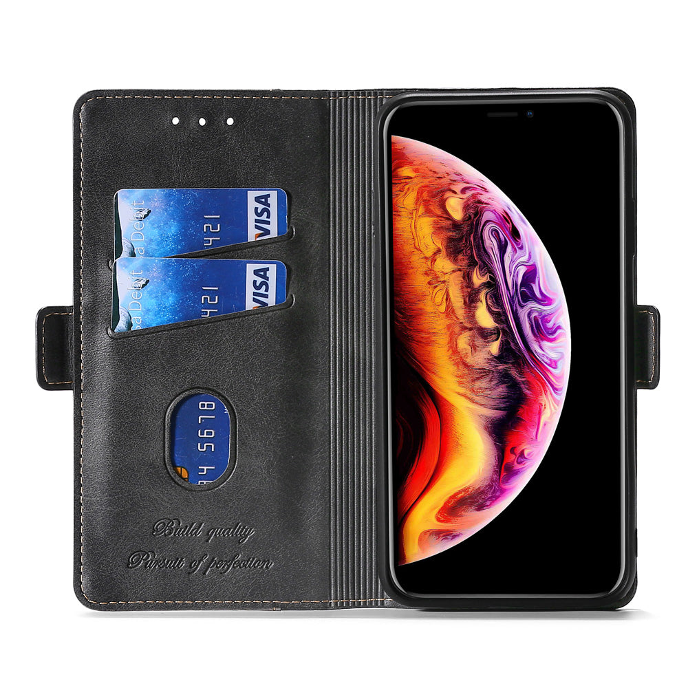 For Samsung Galaxy S20 FE/S20 Fan Edition/S20 FE 5G/S20 Fan Edition 5G/S20 Lite/S20 FE 2022 Contrast-Color Leather Wallet Phone Cover Case with Side Buckle - Grey/Black