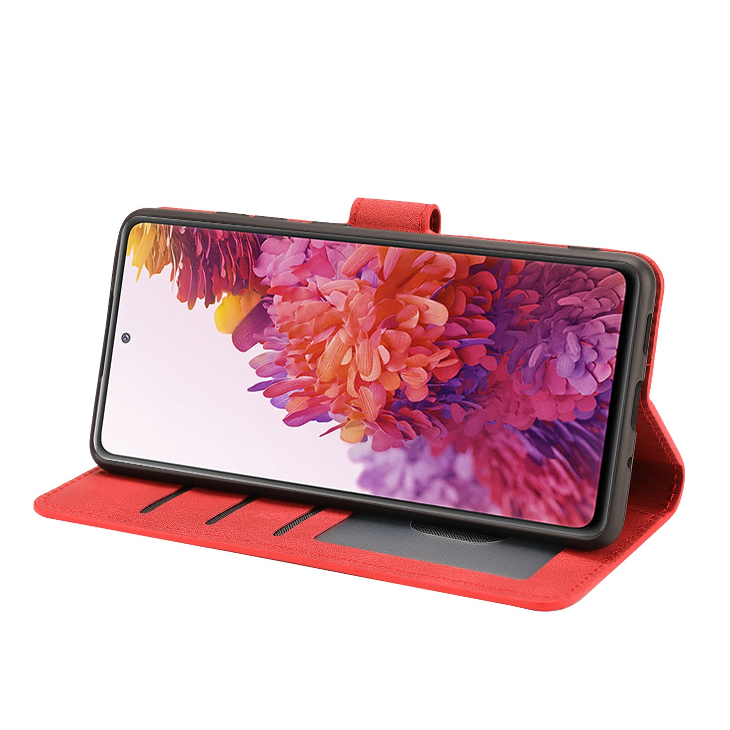 For Samsung Galaxy S20 FE/S20 Fan Edition/S20 FE 5G/S20 Fan Edition 5G/S20 Lite/S20 FE 2022 Classic Style PU Leather Phone Cover Shell with Wallet and Stand - Red