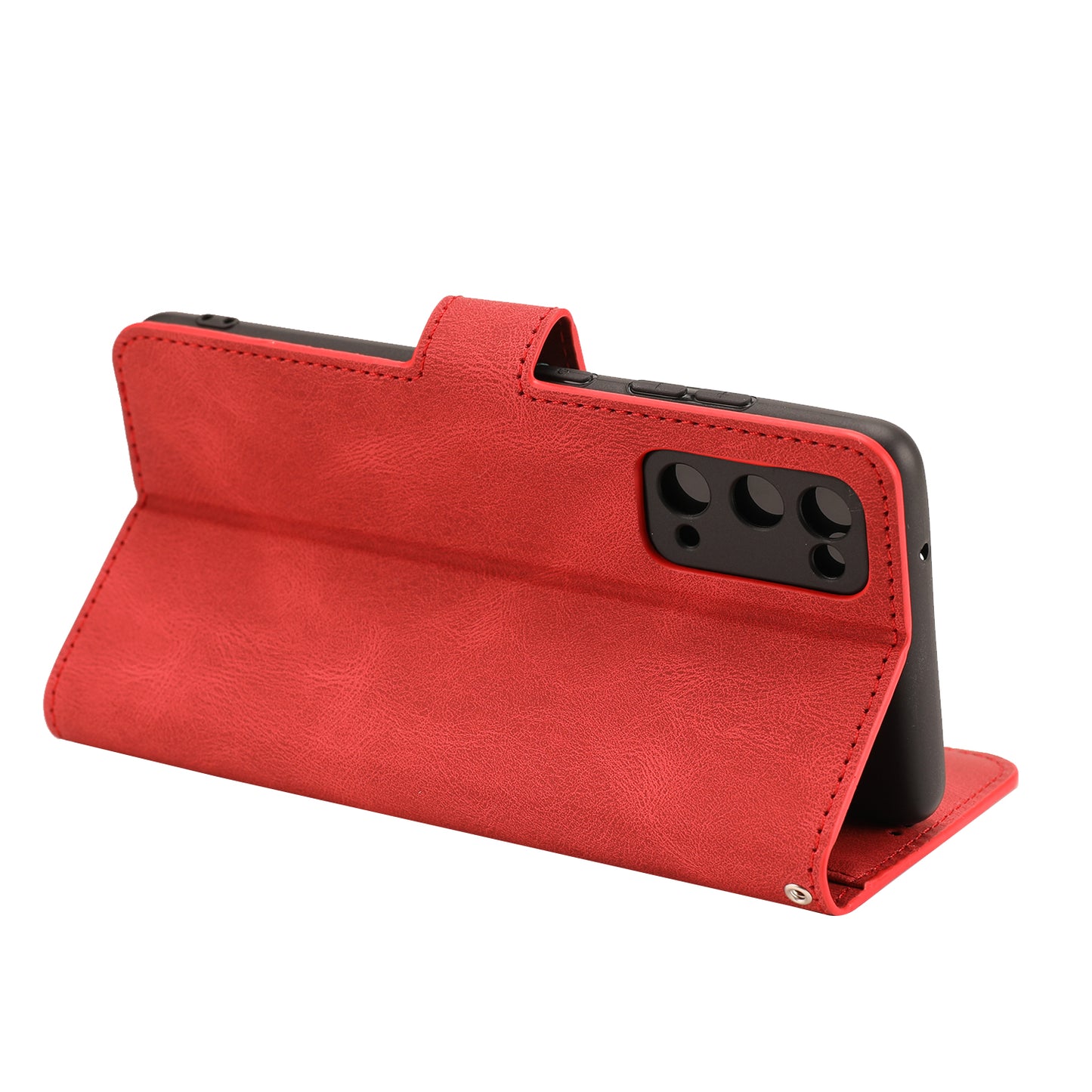 For Samsung Galaxy S20 FE/S20 Fan Edition/S20 FE 5G/S20 Fan Edition 5G/S20 Lite/S20 FE 2022 Classic Style PU Leather Phone Cover Shell with Wallet and Stand - Red